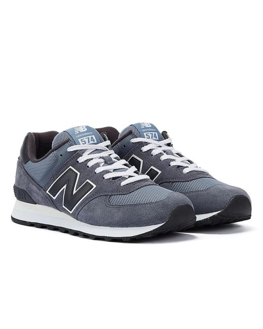 New Balance Blue 574 Suede Trainers