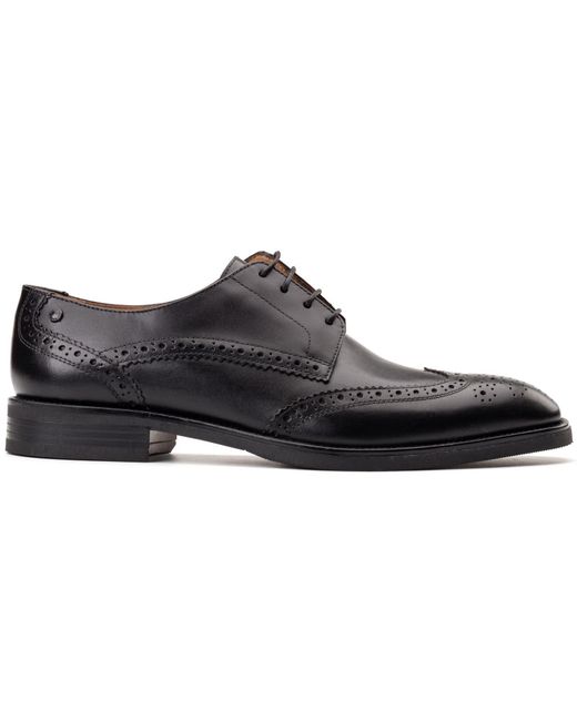 Base London Black Pocket Leather Brogues Shoes for men