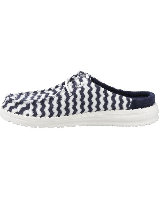 HeyDude Blue Wendy Slip Terry Stripe Synthetic Blazer/Egret Mules