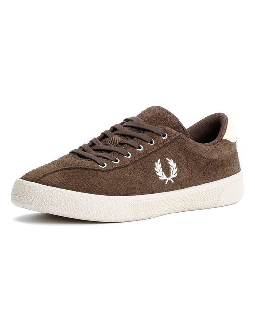 Fred Perry Brown Tennis Shoe Suede Tobacco/Ice Cream Trainers for men