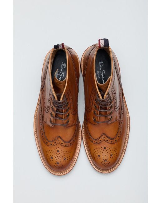 Ben Sherman Brown Arthur Leather Tan Boots for men