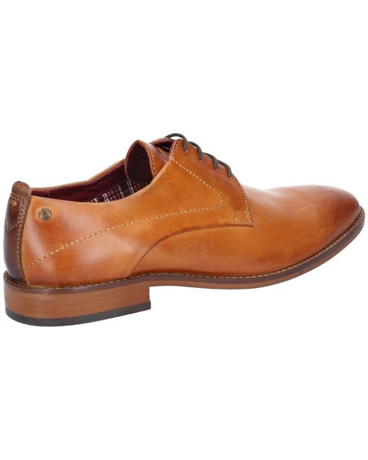 Base London Brown Script Washed Leather Oxford Shoes for men