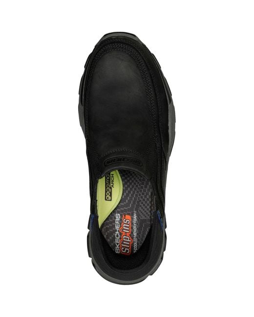 Skechers Blue Respected Elgin 204810-Blk Slip On Shoes for men