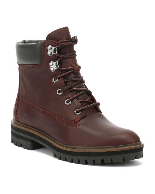Timberland Brown Womens Burgundy London Square 6 Inch Boots