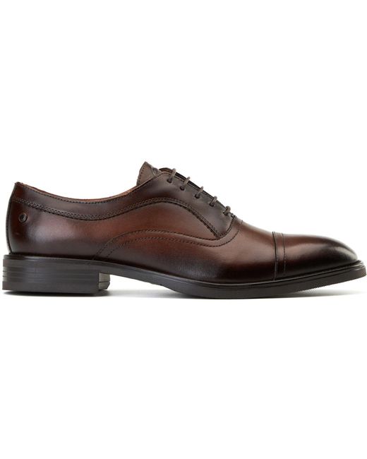 Base London Brown Lapel Leather Oxford Shoes for men