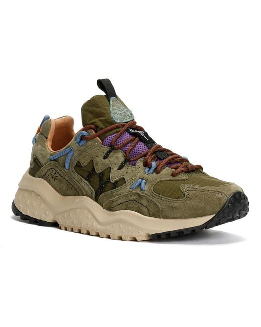 Flower Mountain Green Yamabushi Suede/Nylon Army Trainers