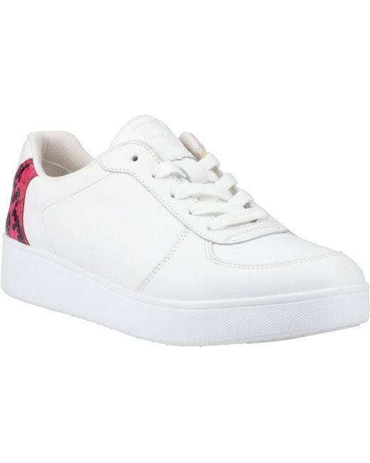 Fitflop White Rally Snakeprint-Backtab Leather Urban/Wild Raspberry Trainers