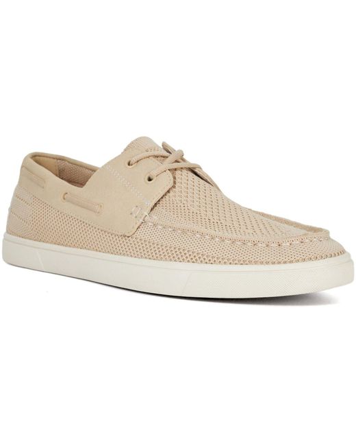 Dune White Blaizerss Fabric Boat Shoes for men