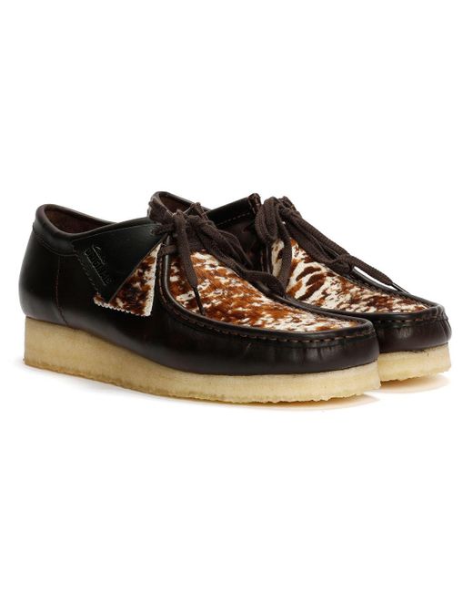 Clarks Wallabee Cow Print Schnürschuhe Aus Leder in Black für Herren