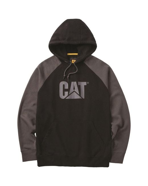 Caterpillar Black Raglan Cotton Hooded Sweatshirt for men