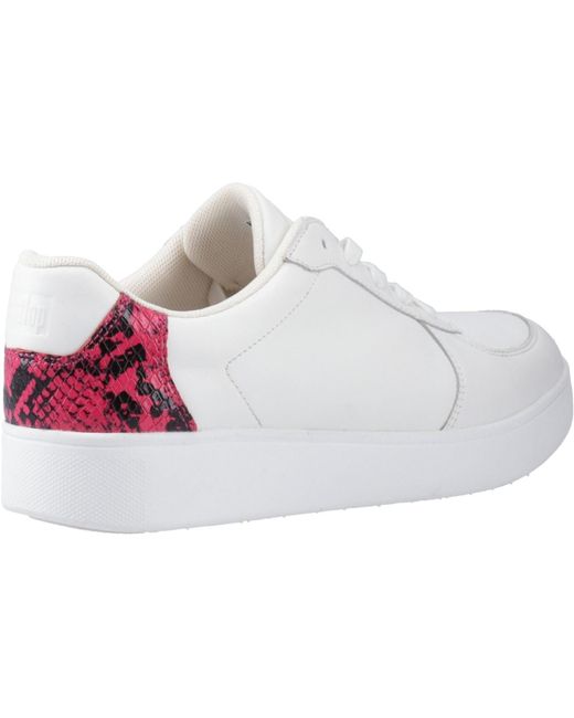 Fitflop White Rally Snakeprint-Backtab Leather Urban/Wild Raspberry Trainers