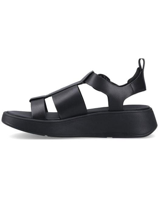 Fitflop Black F-Mode Fisherman Leather Narrow Fit Sandals