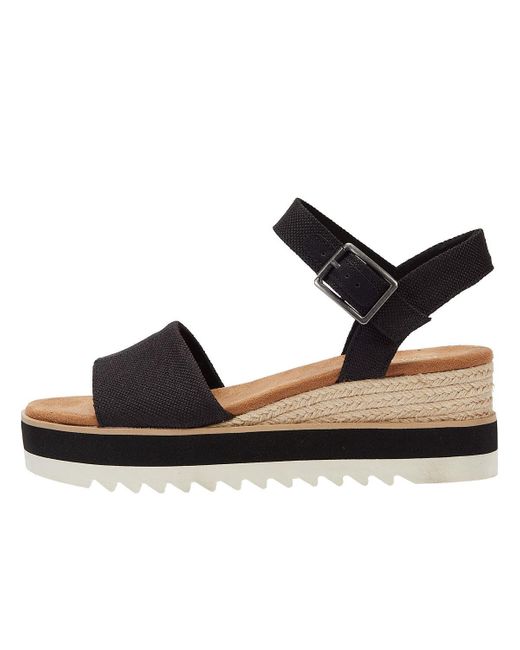 TOMS Black Diana Canvas Wedge Sandal