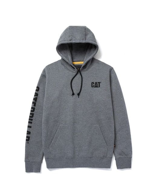 Caterpillar Gray Trademark Banner Cotton Hooded Sweatshirt for men