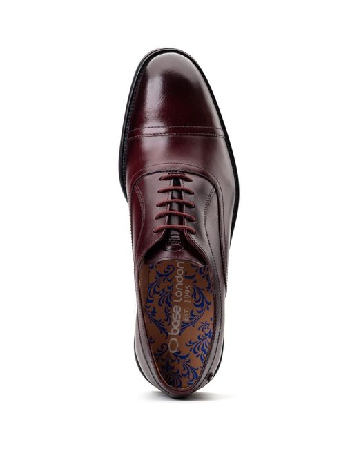 Base London Brown Lapel Leather Bordo Oxford Shoes for men