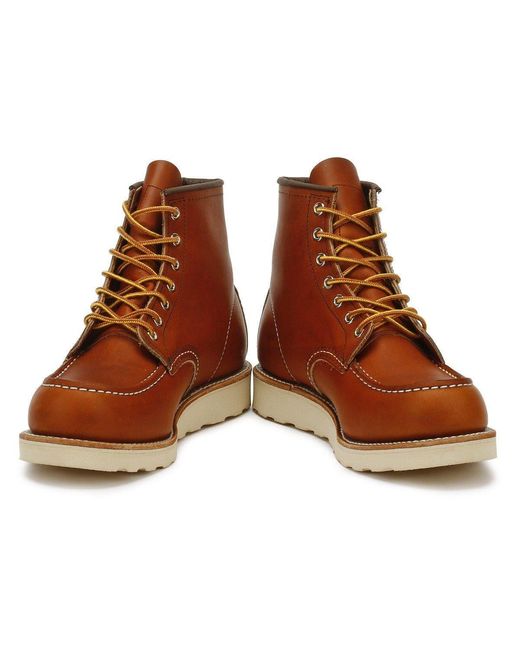 Red Wing Brown Shoes Heritage Work 6 Inch Moc Toe Oro Legacy Tan Boots for men