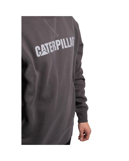 Caterpillar Gray Midweight Crewneck Cotton Sweatshirt for men