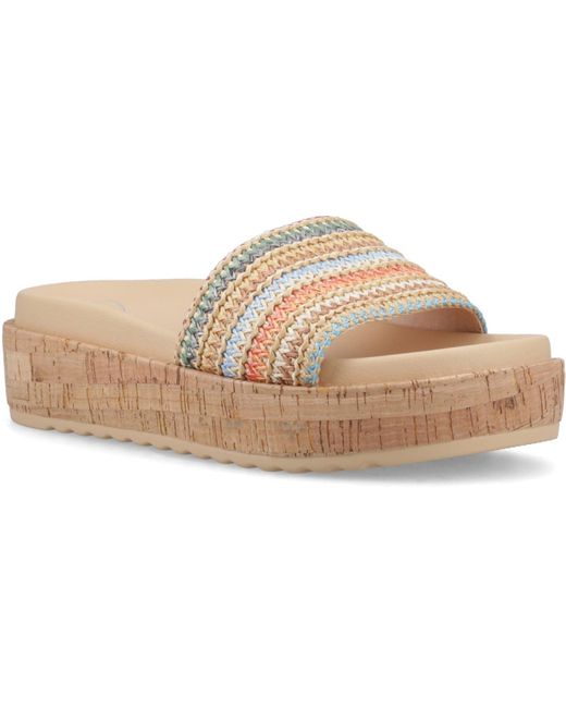 Rocket Dog Natural Faye Alti Raffia Textile Multicoloured Sandals