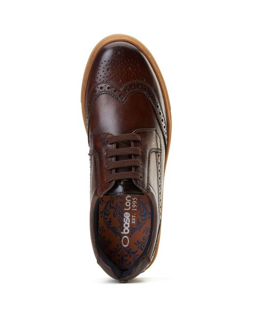Base London Brown Clapton Leather Burnt Brogues Shoes for men