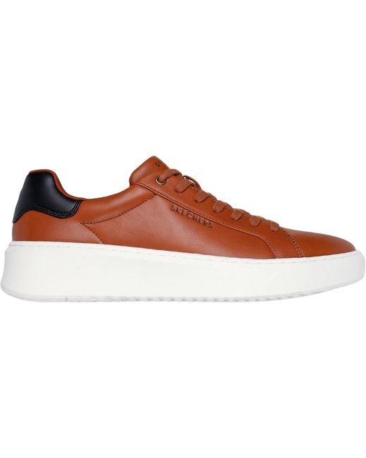 Skechers Brown Court Break Suit Sneaker 183175-Cog Cognac Lace Up Shoe for men