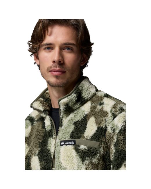 Columbia Green Rugged Ridge High Pile Half Zip Fleece Pullover for men