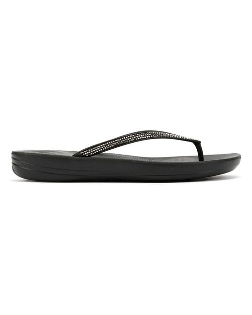 Fitflop Black Iqushion Sparkle Rubber Flip Flops