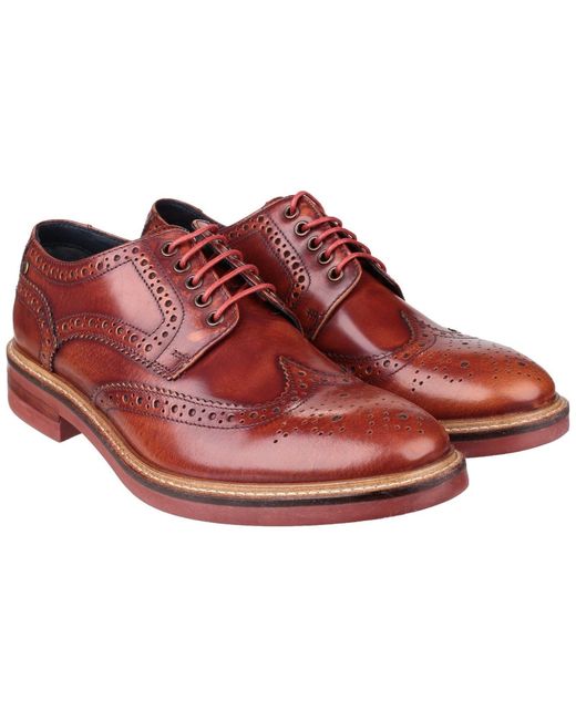 Base London Brown Woburn Leather Brogues Shoes for men