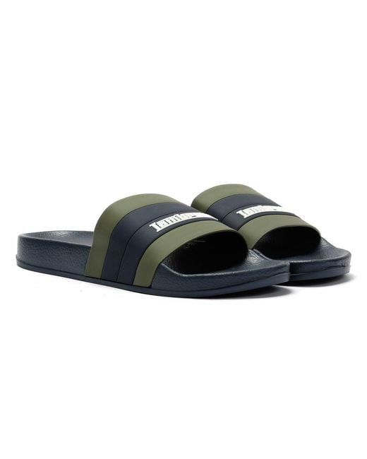 Lambretta Blue Prince Khaki Slides for men