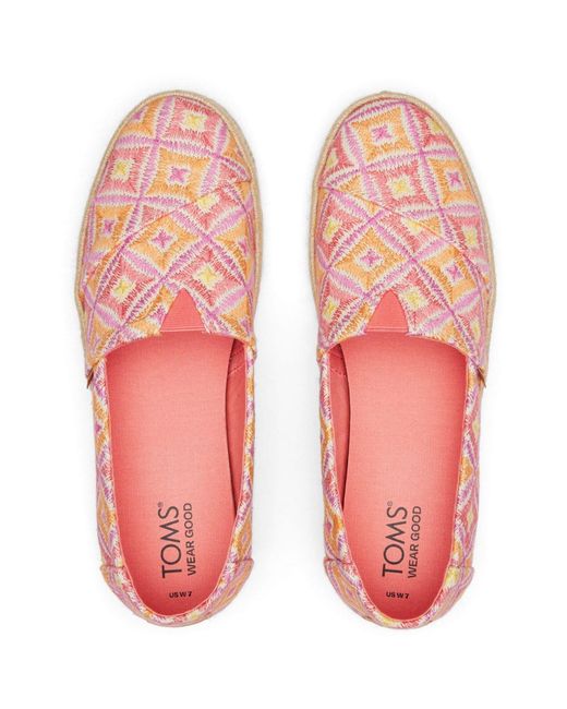 TOMS Pink Ladies Alpargata 2.0 Geometric Rope Wrap Espadrilles (Shell)