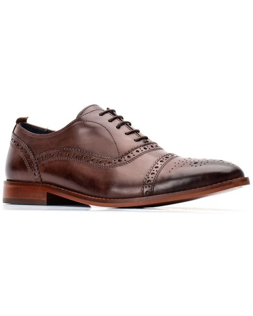 Base London Brown Cast Washed Leder Brogue Schuhe