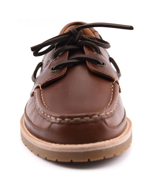 Sperry Top-Sider Brown Mini Lug 3 Eye Leather Boat Shoes for men