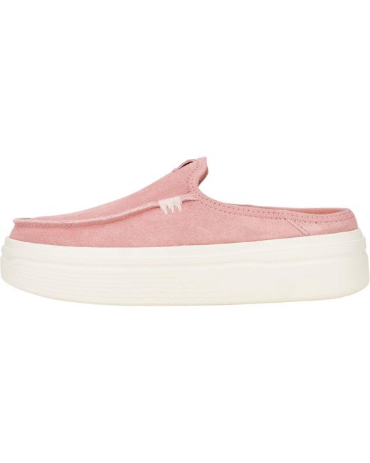 HeyDude Pink Austin Lift Classic Pantoletten Aus Leder Mit Rosettenapplikation