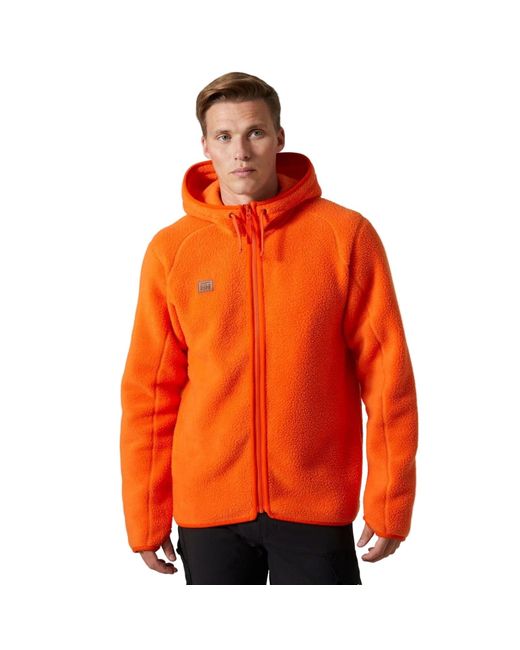 Helly Hansen Orange Heritage Pile Hoodie Fleece Jacket for men