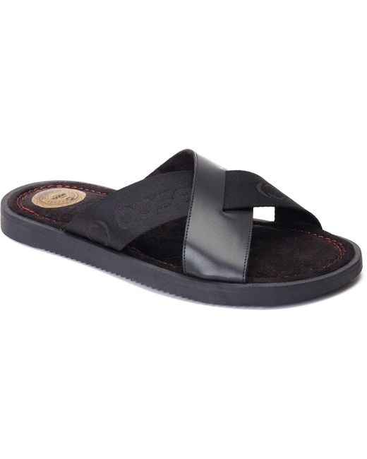 Base London Black Webb Leather Sandals for men