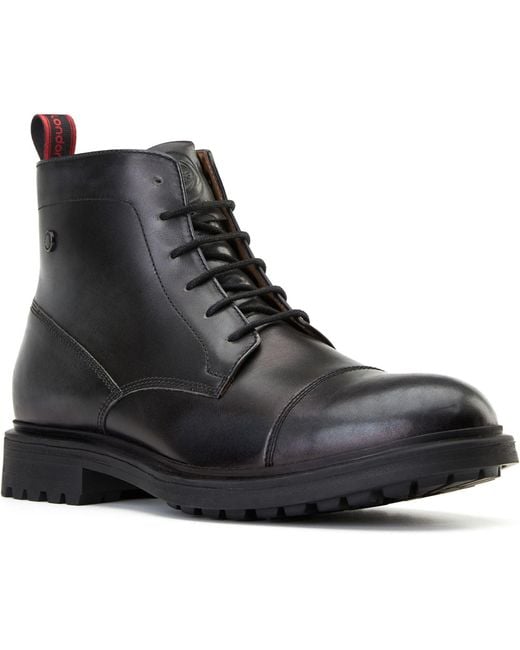 Base London Black Boulton Leather Ankle Boots