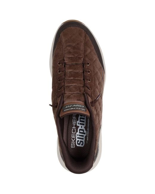 Skechers Brown Contour Foam Cordelux Textile Cozycord/Pu Trainers for men