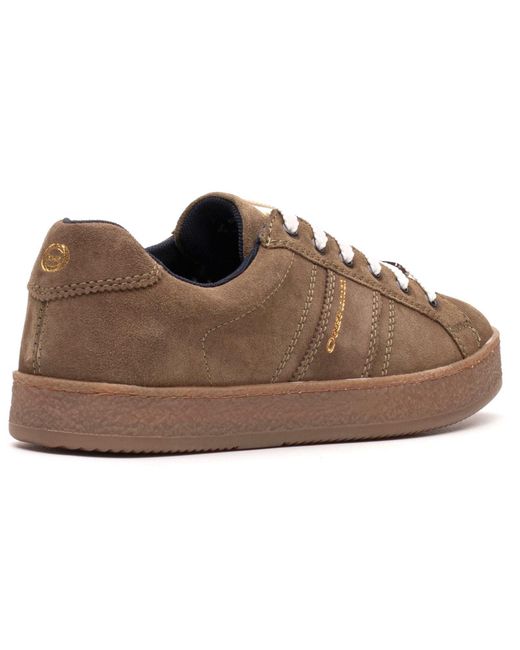 Base London Brown Hopper Leather Moss Trainers for men