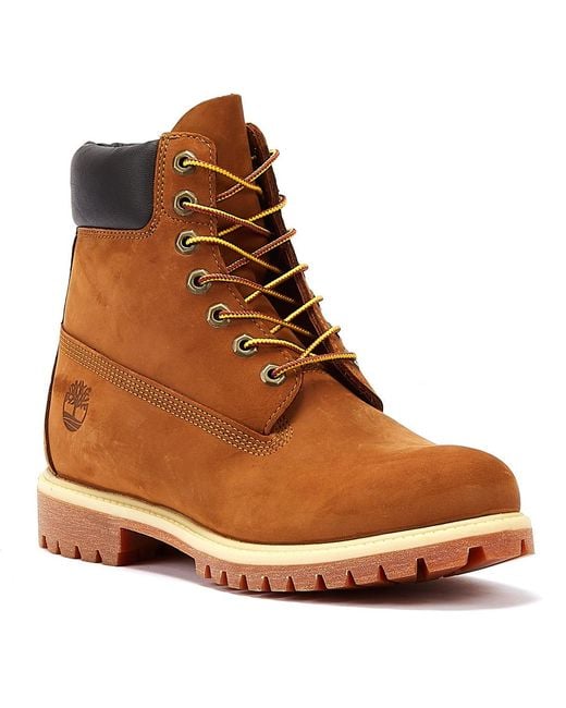 Timberland Brown Premium Waterproof 6 Inch Boot Rust Nubuck for men