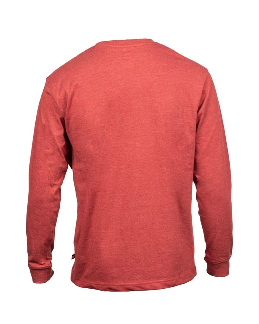 Caterpillar Red Trademark Banner Long Sleeve Cotton T-Shirt for men