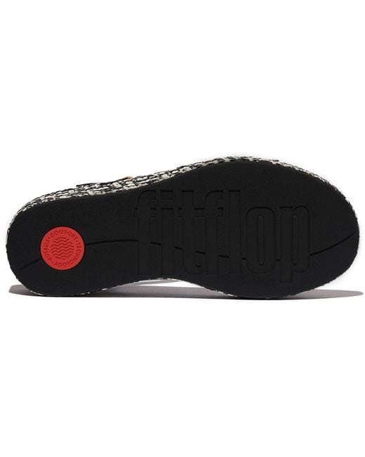 Fitflop Black Platfforms Wedge Faux Suede /Ivory Sandals