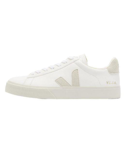 Veja White Campo Leather Low Top Sneakers for men