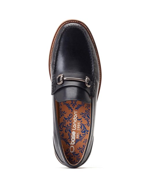 Base London Blue Madison Leather Loafers for men
