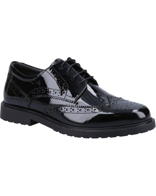 Hush Puppies Black Verity Leather Patent Brogues Shoes
