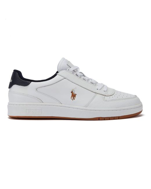 Ralph Lauren White Polo Court Leather /navy Trainers for men