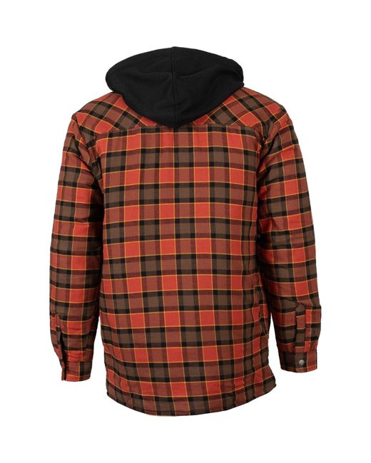 Dickies Red Fleece Hooded Flannel Shirt Jacket Cotton for men