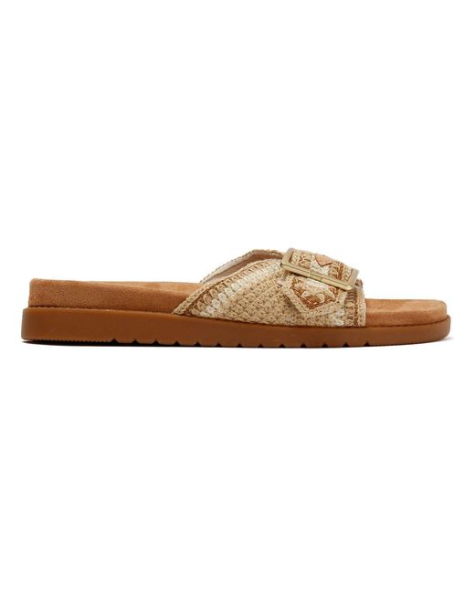 TOMS Natural Marin Slide Textile Dark Sandals