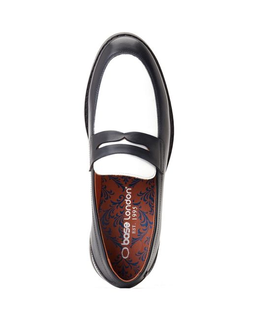 Base London Blue Sid Leather Loafers for men