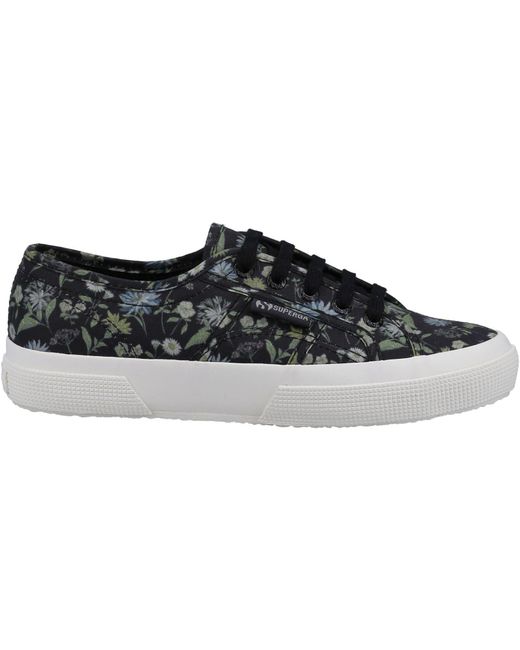 Superga Black 2750 Floral Print Cotton /Floral Print Trainers