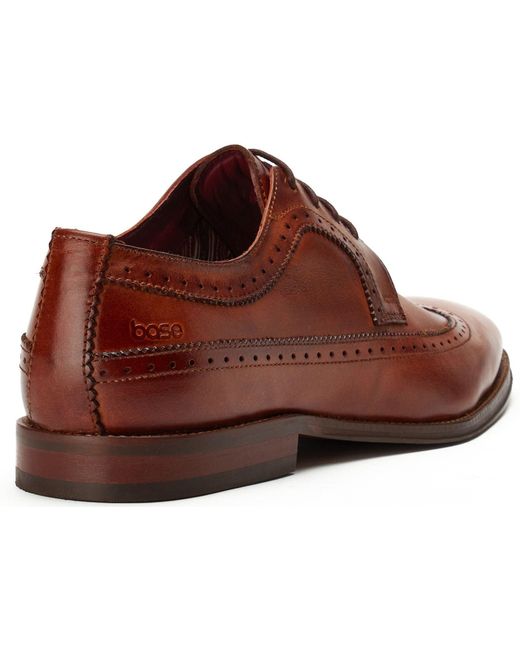 Base London Brown Havisham Leather Derby Shoes for men