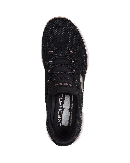 Skechers Black Summits Brilliant Shine Mesh/Rose Trim Trainers